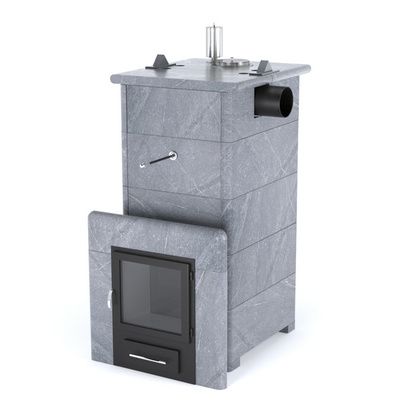 Газовая печь для бани ИзиСтим «Сочи» с боковым подключением в кожухе из талькохлорита в Оренбурге
