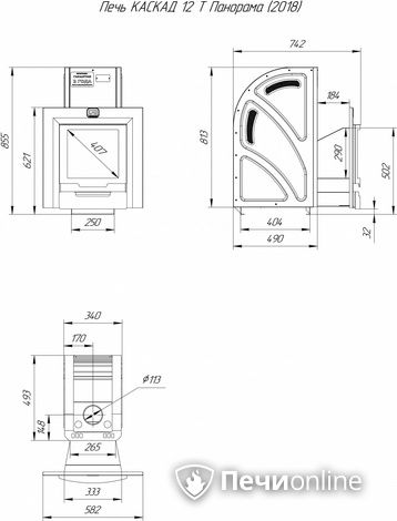 Дровяная банная печь Теплодар Каскад-12 Т Панорама (2018) в Оренбурге