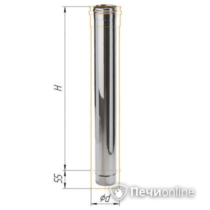 Дымоход Феррум Дымоход нержавейка 08 d-115 L=1м в Оренбурге