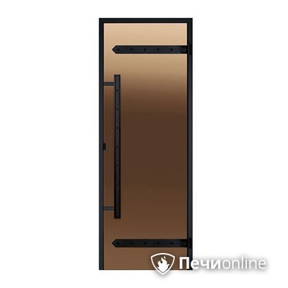 Дверь для бани Harvia Стеклянная дверь для сауны LEGEND 7/19 черная коробка сосна бронза  D71901МL в Оренбурге