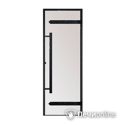 Дверь для бани Harvia Стеклянная дверь для сауны LEGEND 7/19 черная коробка сосна сатин D71905МL в Оренбурге